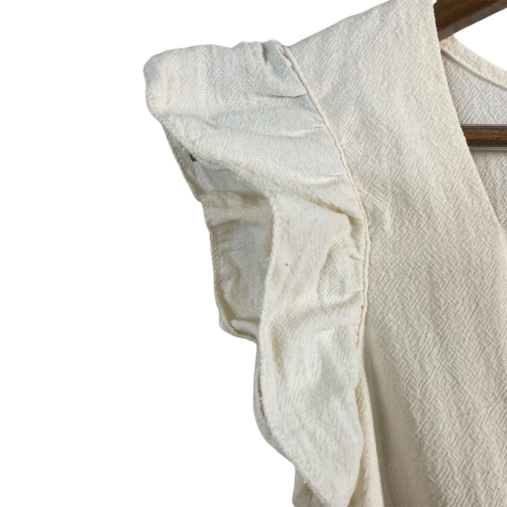 Cream Cotton Embroidered Bee and Garland Vine Square neck Dress - Picture 5 of 10